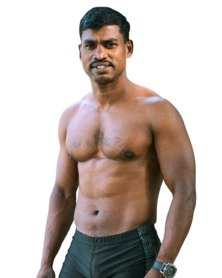Coach demonstrating athletic physique